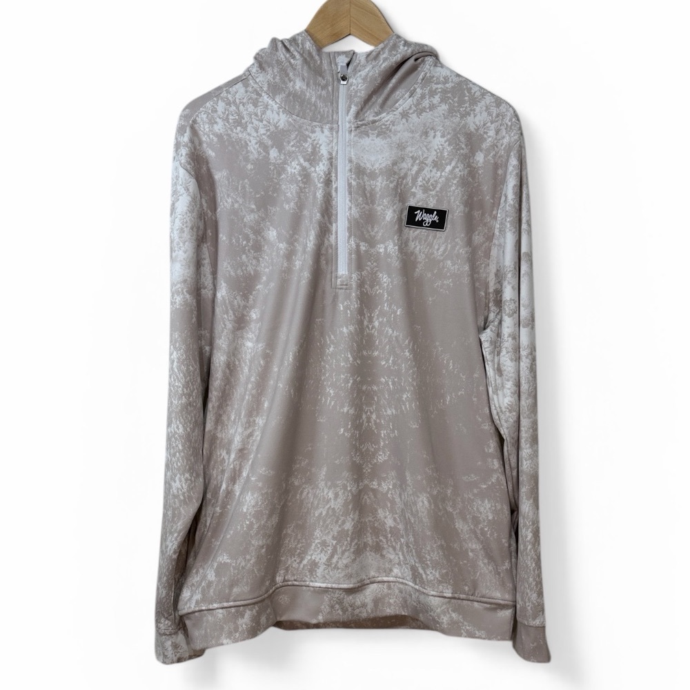 Waggle Beige Tie-Dye Quarter-Zip Hoodie Golf size Large